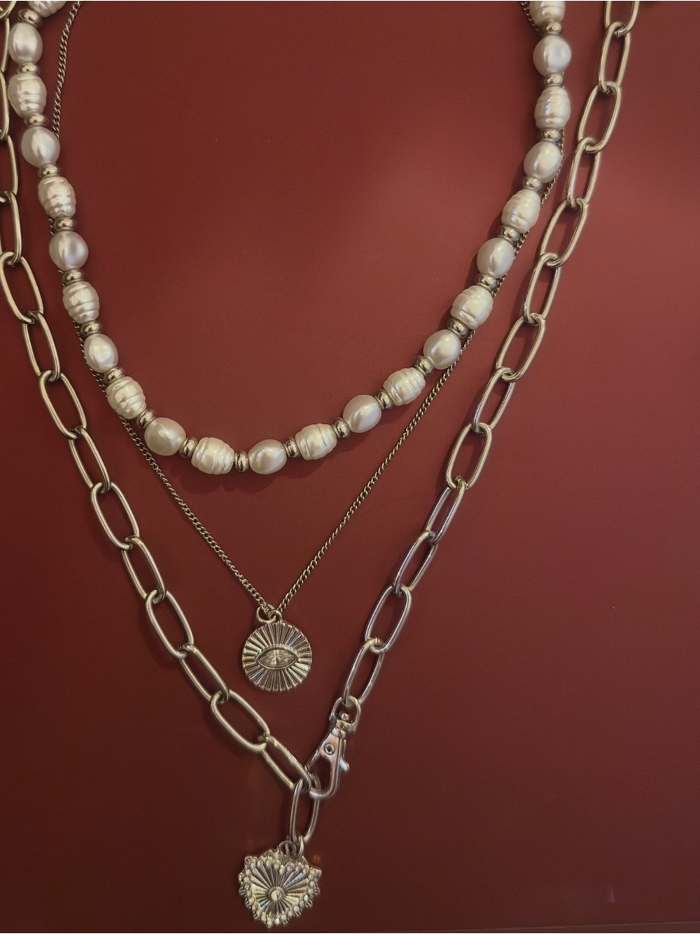Urban Outfitters Alina Pearl 3-Piece Layering Necklace Set